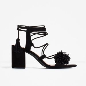 Zara Tassle Pom Pom Heel